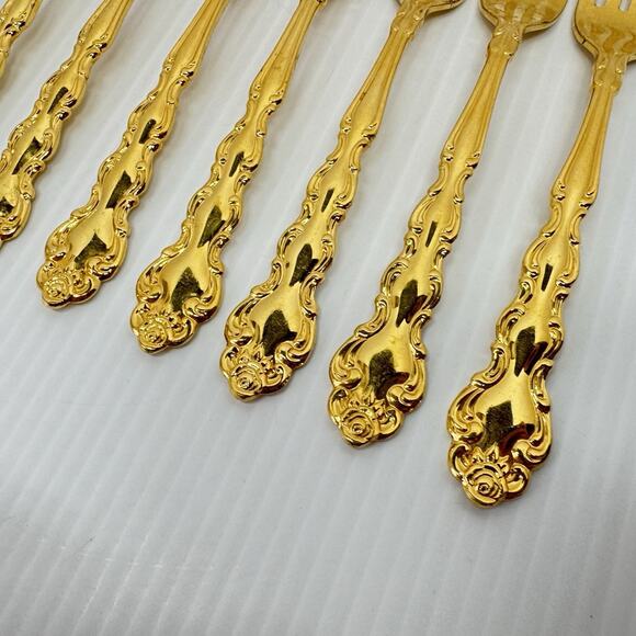 Set Of 10 Oneida Community Gold Beethoven Dinner Forks - Picture 3 of 7